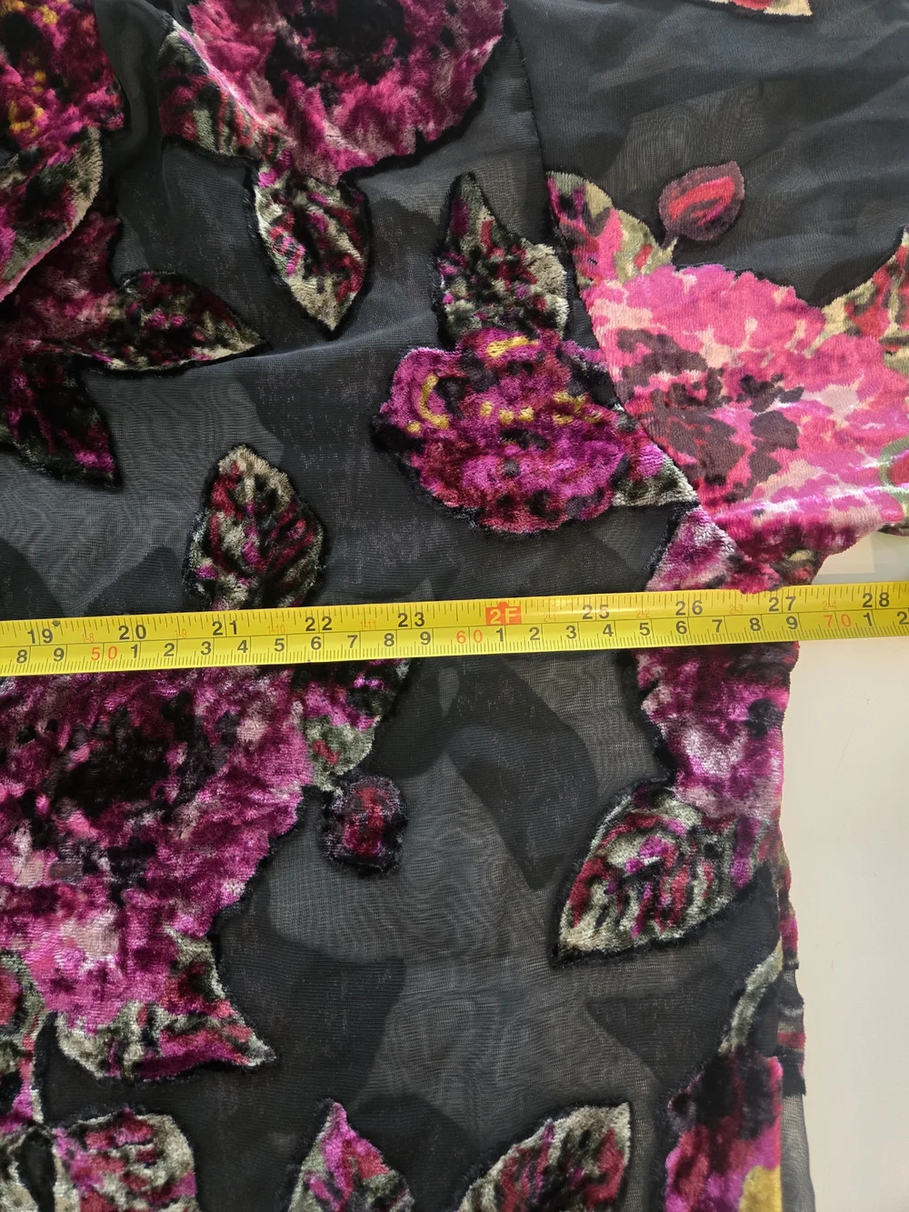 Nasty Gal Black Sheer Tunic with Magenta Floral Burnout Size 8 Oversize